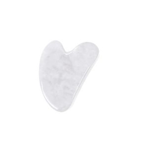 Natural Jade Stone White Crystal Gua Sha Massage Tool for Face and Body(White)